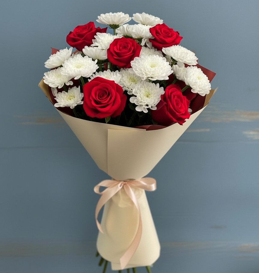 Букет цветов из: Розы и Хризантемы в Прокопьевске