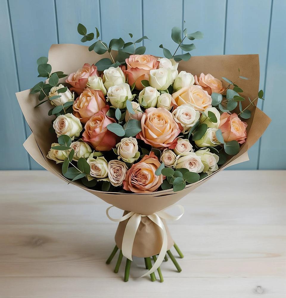 Букет цветов из: Альстромерии и Розы в Прокопьевске