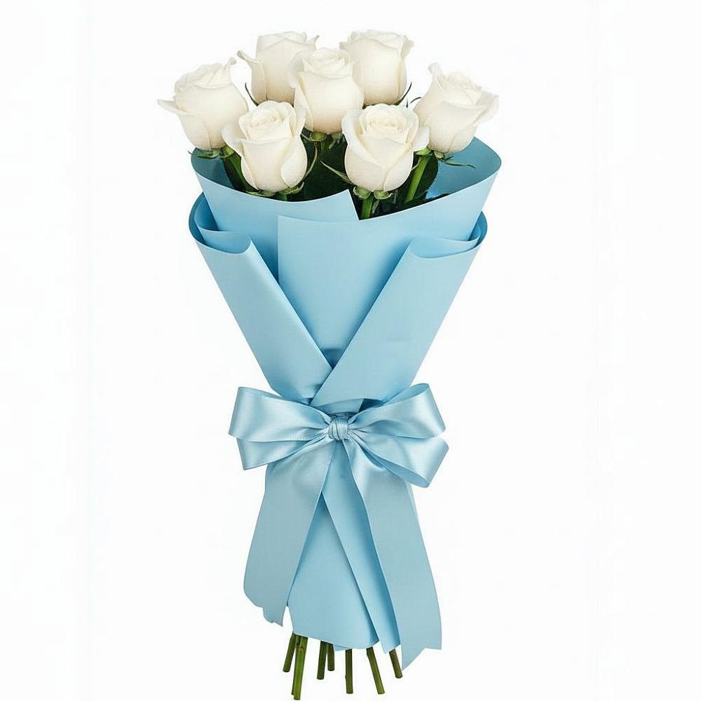 Букет 7 белых роз Проуд в Прокопьевске