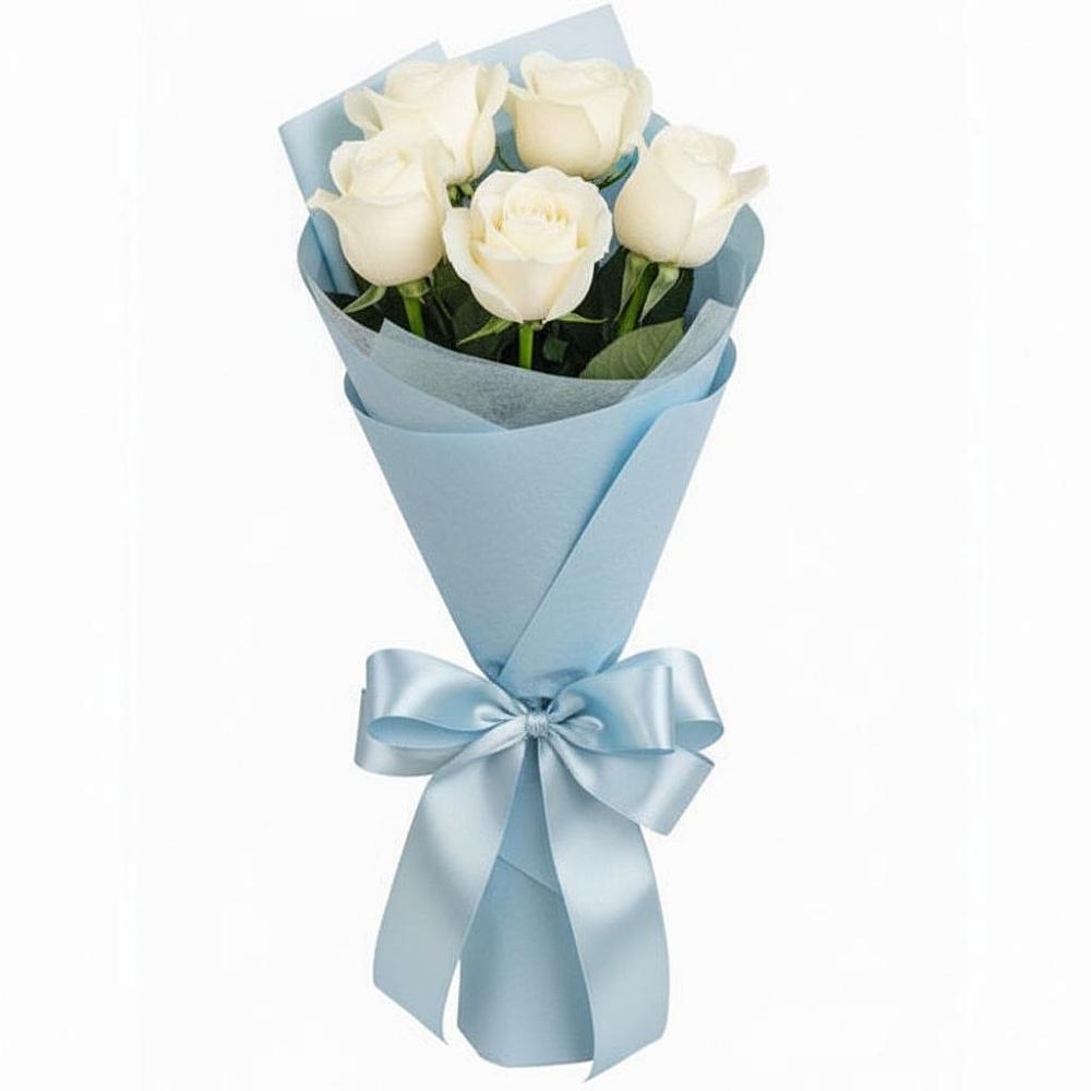 Букет 5 Белых роз Проуд в Прокопьевске