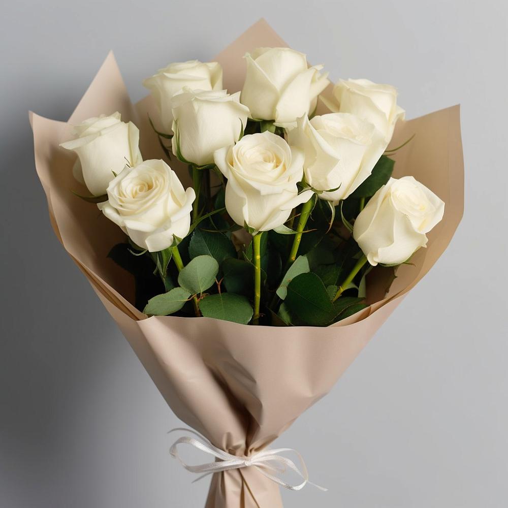 Букет 9 Белых роз Эдлесс Лав в Прокопьевске