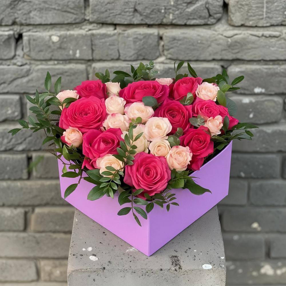 Цветочная композиция из Розы в коробке в Прокопьевске