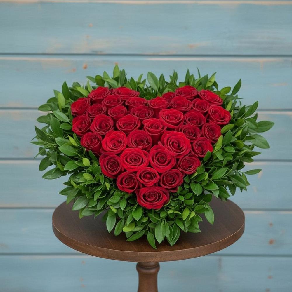 Цветочная композиция из Розы в виде сердца в Прокопьевске