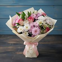 Букет цветов из:  Хризантемы, Альстромерии и Розы в Прокопьевске