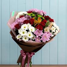 Букет цветов из:  Розы, Хризантемы и Альстромерии в Прокопьевске