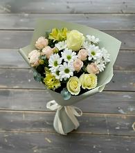 Букет цветов из:  Альстромерии, Розы и Хризантемы в Прокопьевске