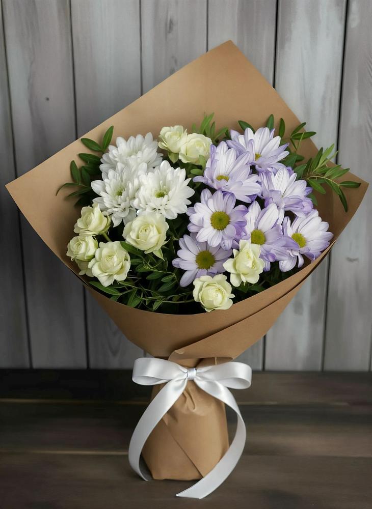 Букет цветов из: Хризантемы и Розы в Прокопьевске